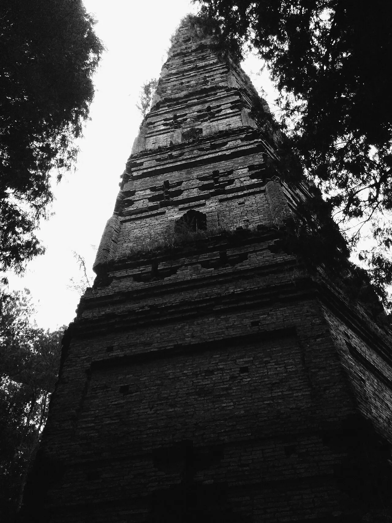 国清寺隋塔，六面砖构塔身